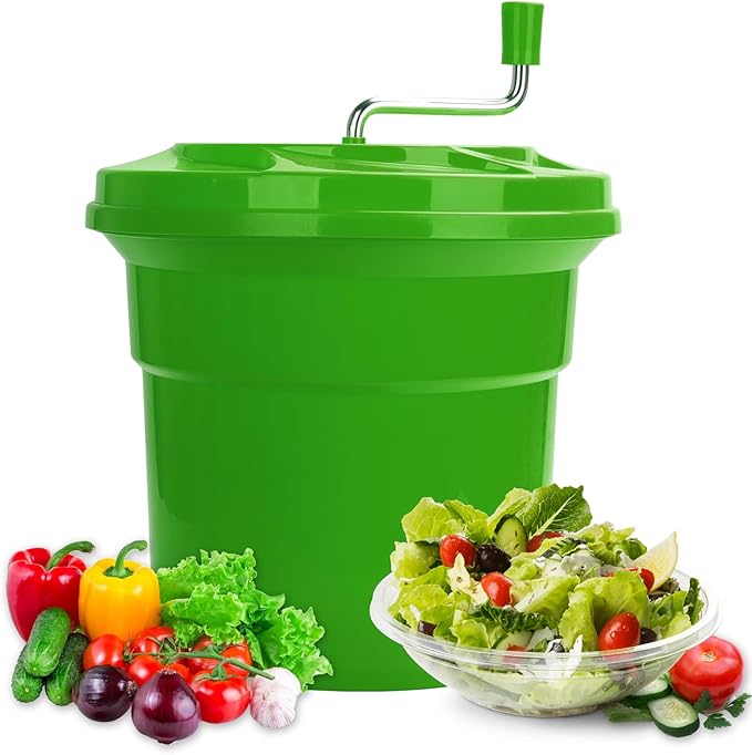 Wutfly 5 Gallon Commercial Salad Spinner and Dryer, Large Manual Vegetable Washer & Greens Dryer with Drain Tube, Heavy-Duty & FDA Listed for Restaurant, Home, Farm Use