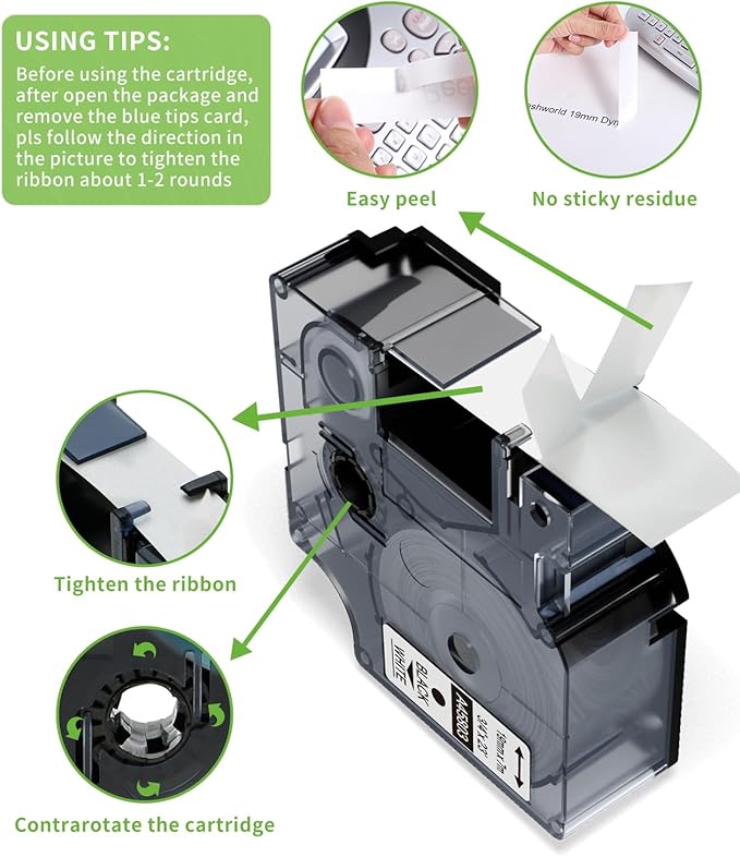 Freshworld Compatible with Dymo D1 Label Tape 19mm 45803 45803s S0720830 Label Maker Refills d1, Black on White, 3/4 in x 23 Ft(7m), for LabelManager 360D 420P 450D 500TS 450 Duo Printer, 6 Pack
