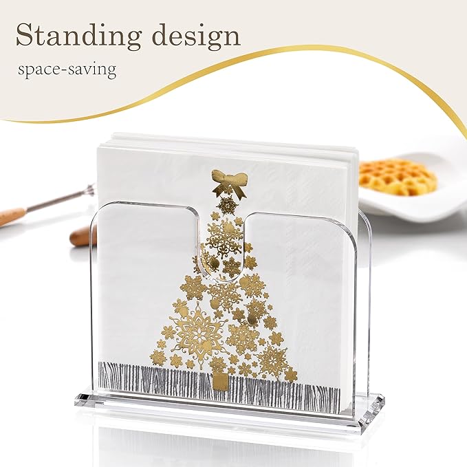 DINGHUO Napkin Holder for Table, Standing Clear Acrylic Luncheon Napkin Holder, Great for Kitchen, Dinner, Restaurant, Home Decor - 1 Pack
