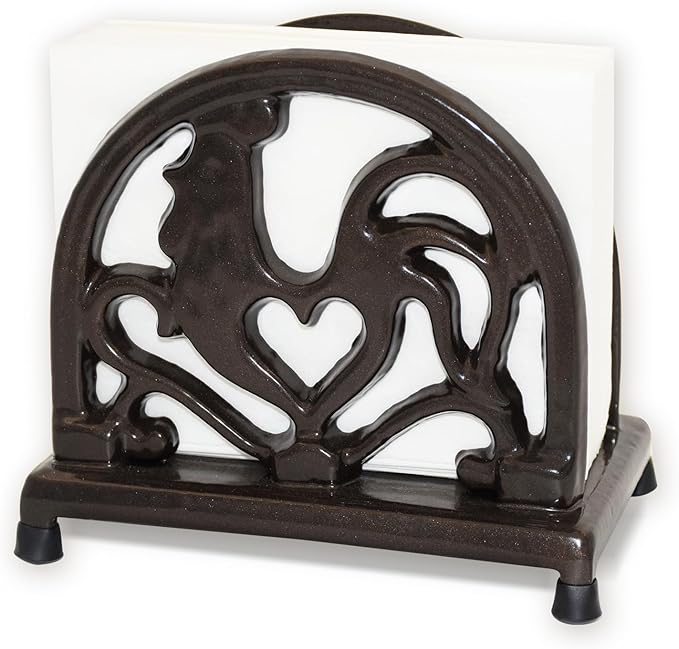 MINLUFUL Vintage Metal Napkin Holder, Heavy Cast Iron Napkin Holder Organizer for Kitchen Restaurant Home Décor, Coffee Gold