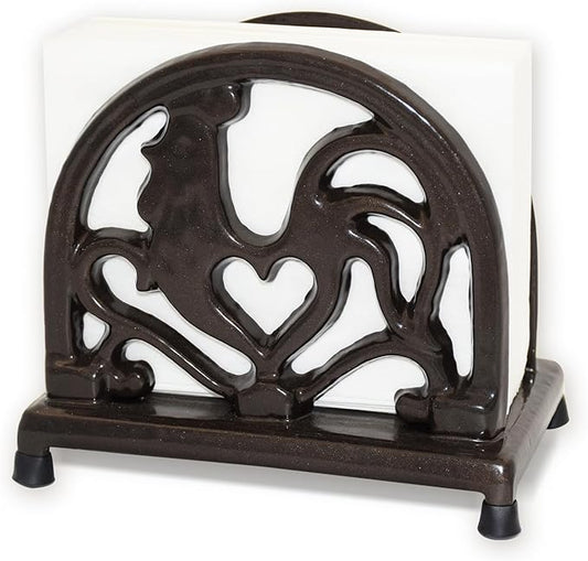 MINLUFUL Vintage Metal Napkin Holder, Heavy Cast Iron Napkin Holder Organizer for Kitchen Restaurant Home Décor, Coffee Gold