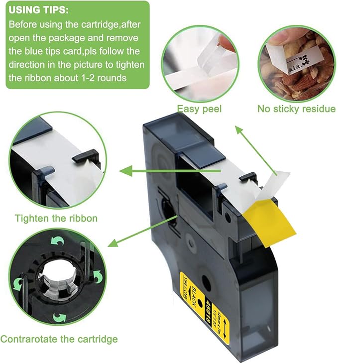 Freshworld Compatible with Dymo D1 Label Tape 45018 Replace for Dymo Label Maker Refills d1, Black on Yellow, 1/2 in x 23 Ft, for LabelManager 160 210D 260P 280 360D 420P PnP 220P 260P 500TS,6-Pack