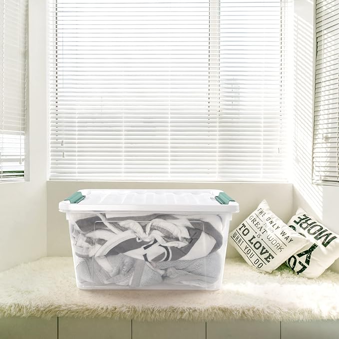 6-pack 36 Quarts Storage Boxes, Plastic Clear Latching Box Bins with Lids