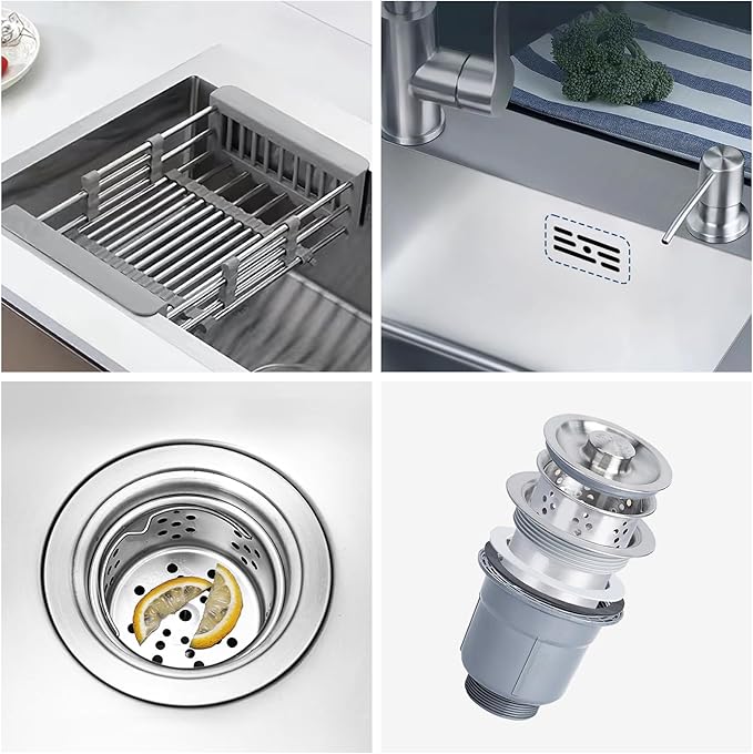 30-inch Single Bowl Workstation Kitchen Sink, Drop-in/Top-Mount Stainless Steel with Nano Coating & Basket Strainer, 30"x18"