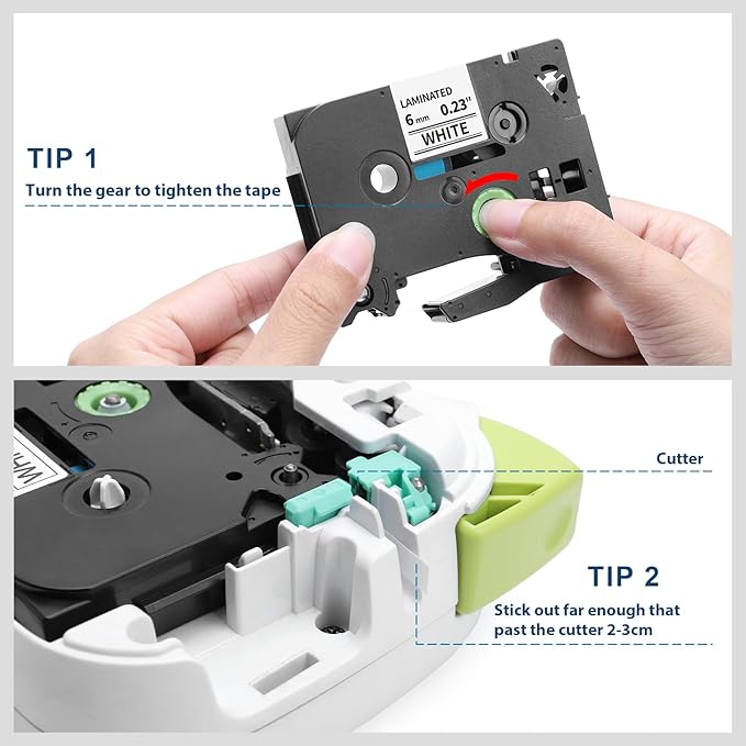 Label KINGDOM TZe-211 Compatible with Brother P Touch TZe211 6mm 0.23" Laminated TZ Label Tape Black on White 3/8 Inch for PT D210 H110 D400, 6-Pack