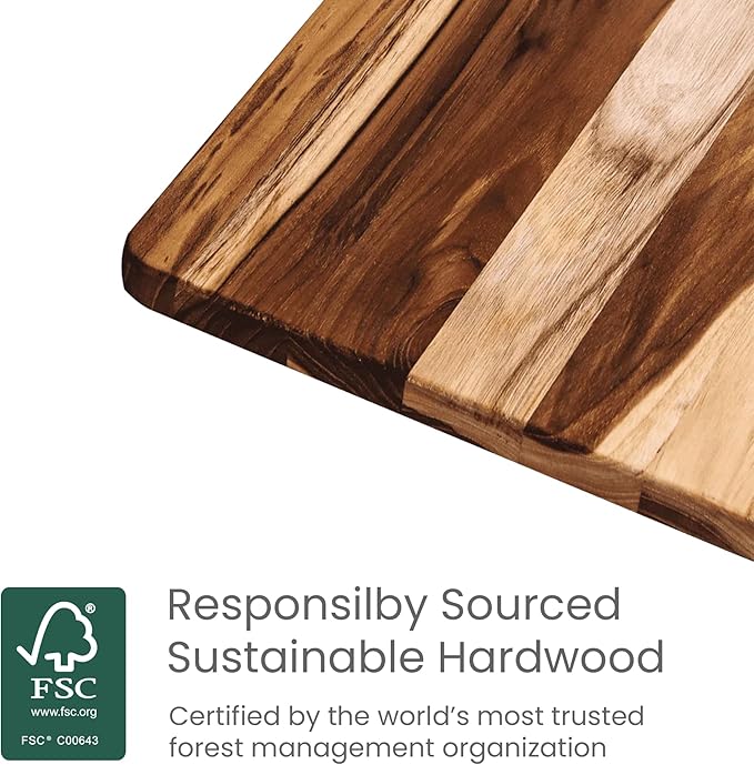 Teakhaus Teak Wood Cutting Board Set of 3 - Small, Medium and Large Teak Cutting Boards - Holiday Gift Ideas for Men and Women - Gift-Ready, Reversible, Edge Grain, Knife Friendly - FSC Certified