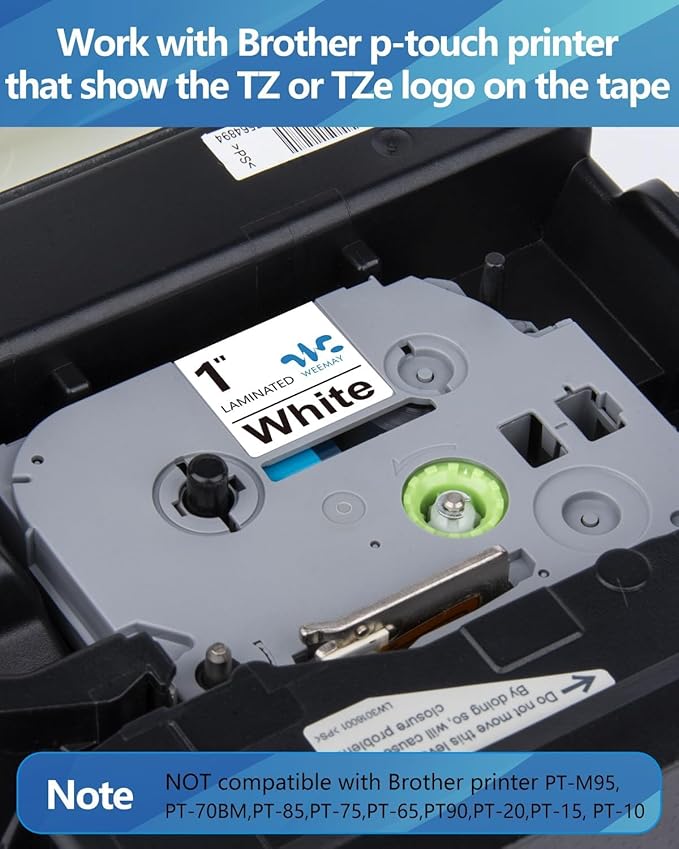 Weemay TZe-251 3 Pack Compatible for Brother P-Touch Label Tape 24mm 0.94 Laminated White 3/4 TZe TZ Tape TZ-251 TZ251 TZe251 for PT-D600 PT-D610BT PTP700 PTP710BT Printer, 0.94" x 26.2'