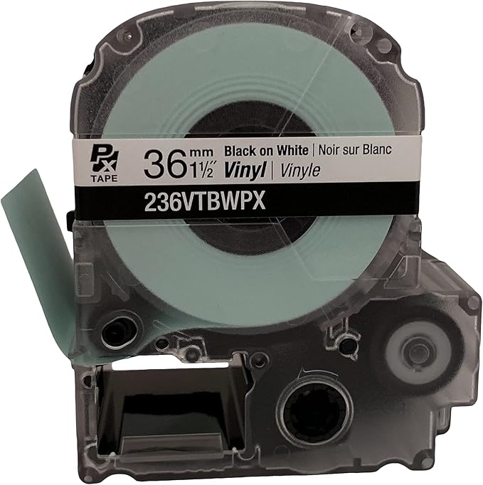 LABELWORKS 236VTBWPX Tape Cartridge - Black on White Flexible and Durable Vinyl Industrial Label Maker Tape - 1.5" (36MM) Wide, 22.9 ft