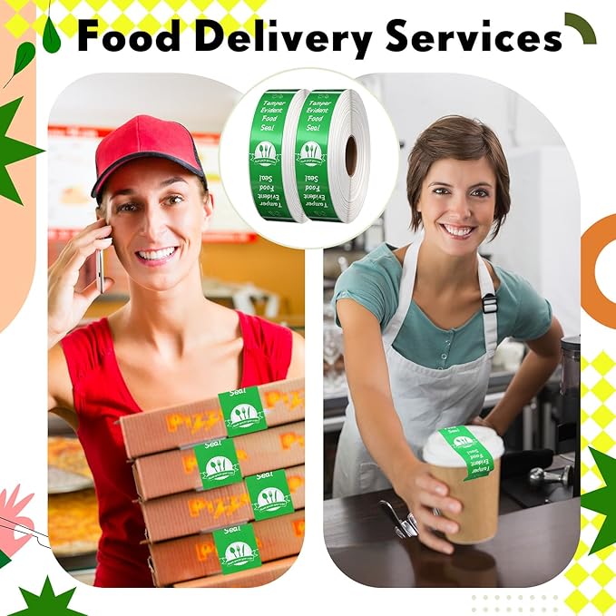 1000 Pieces Tamper Proof Stickers Safety Stickers for Food Delivery 1.5 x 6 Inches Tamper Seal Proof Tape Safe Labels Sealed for Freshness Drink Food Container Pizza Boxes(Green)