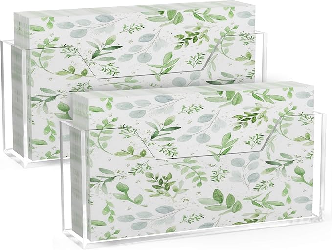 Acrylic Guest Towel Napkin Holder for Bathroom, Clear Waterproof Splash Towel Holder for Table, Kitchen, Napkin Holders for Paper Napkins, Dining Table Napkin Tray for Home, Restaurant, Hotel (2-Pack)