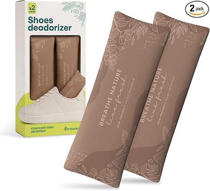 Roonin Shoe Freshener - Gym Bag Deodorizer - Boot Deodorizer - Shoe Odor Elimination - Activated Charcoal Odor Absorber - Stinky Shoes Smell Eliminator (2-pack)