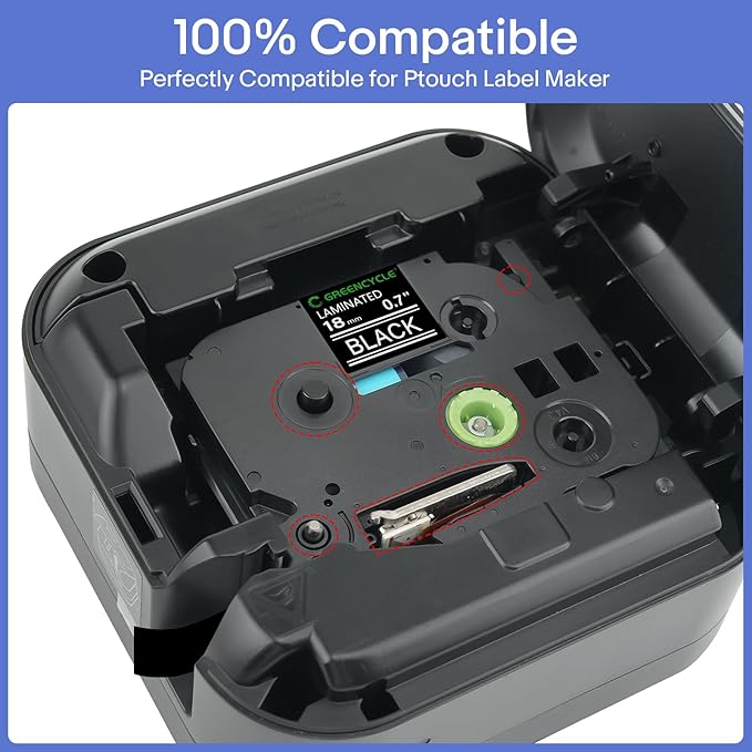 GREENCYCLE Compatible for Brother P-Touch Label Tape TZe-141 TZe-241 TZe-345 18mm 0.7" Laminated TZe TZ 3/4 inch Black on Clear/White and White on Black Label Tape for PT-D410 PT-D400 PT-D600, 3 Pack