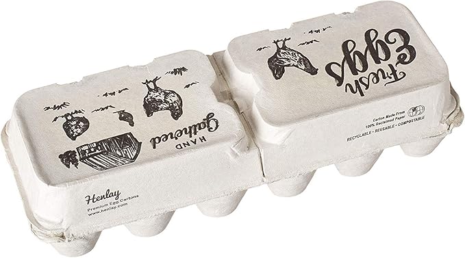 Half Dozen Empty Egg Cartons- Bulk 50 Full Dozen Can Split to 100 Half Dozen Size- Securely Holds 6 or 12 Extra Large Eggs