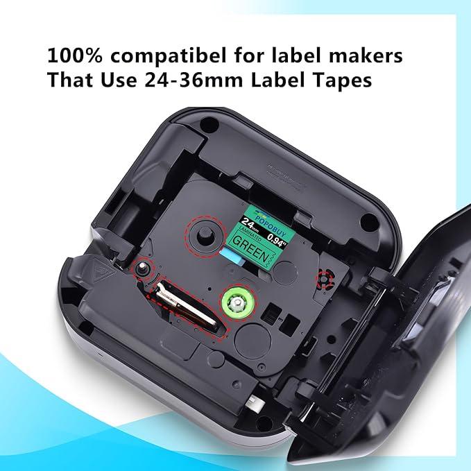 TZ TZe 24mm 0.94 Laminated Green Tape Compatible for Ptouch TZ751 TZ-751 TZe-751 TZe751 Label Tape for PTD600 PTD610BT PTP710BT Label Maker, 5 Pack Black on Green