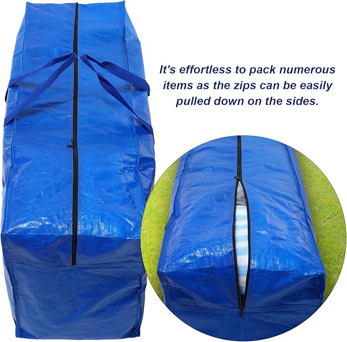 6 Pcs 66 Gallon Extra Large Moving Bags Heavy Duty Storage Bag with Strong Zipper Handle Foldable XXL Jumbo Storage Tote Packing Moving Box for College Dorm Travel Cloth Duffle (Blue)
