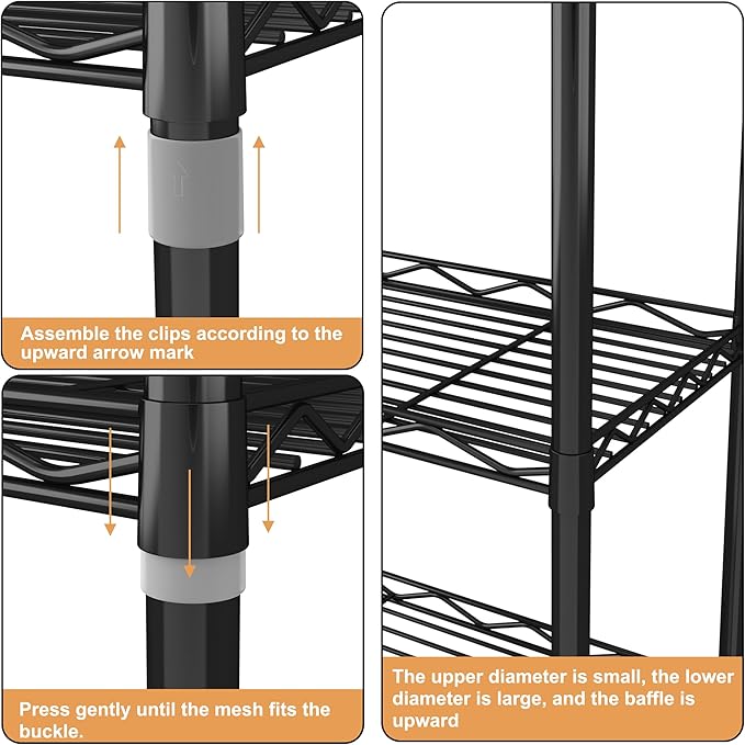 HOMEFORT 6-Tier Storage Shelves, Heavy Duty Metal Storage Rack, Wire Shelving Unit Organizer Rack for for Pantry Closet Kitchen Laundry (21”Wx11.4”Dx67”H,Black)