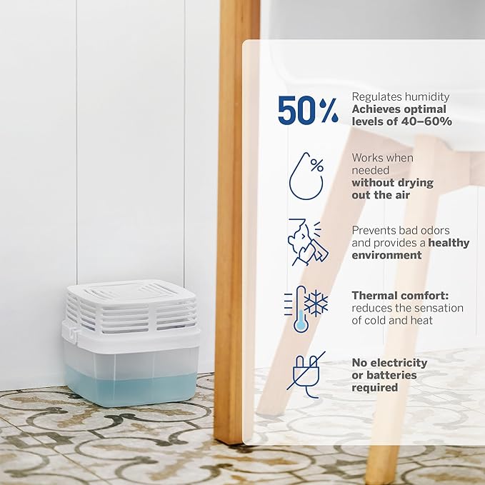 HUMYDRY Moisture Absorber Dehumidifier Device for Home, Premium Pack Of 1 Device of 15.9 Oz With 3 Pre-Measured Refills, Unscented Humidity Absorber For Closets, Bathroom and Medium Enclosed Spaces