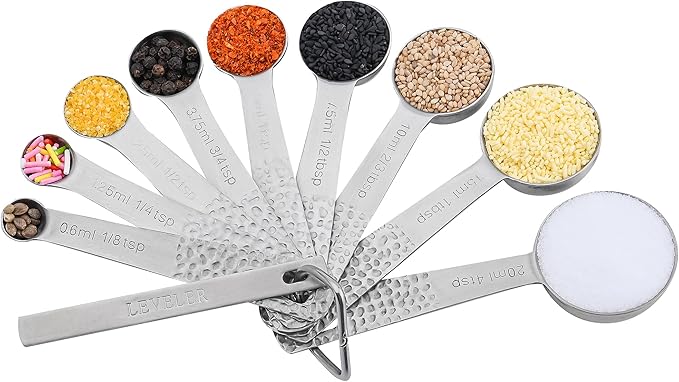 SUNMVEHOT Measuring Cups and Spoons Set 20 for Dry & Liquid, Metric & US 18/8 Stainless Steel Measuring Cups and Spoons Set with Leveler for Baking & Kitchen, 8 Measure Cup and 9 Spoon & Leveler