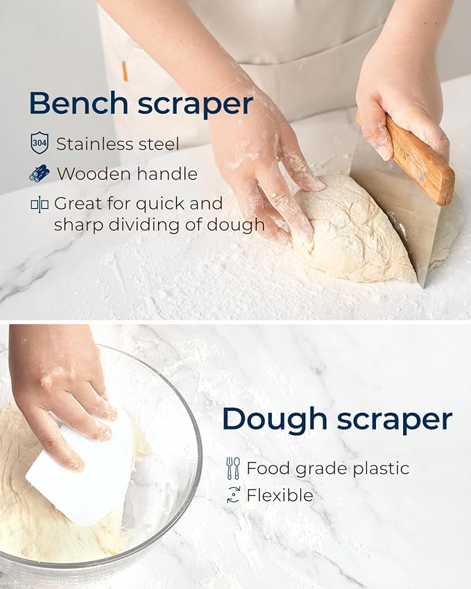 Lorzon Banneton Bread Proofing Basket Set, 10" Round Sourdough Proofing Basket with Sourdough Bread Baking Supplies, Bread Making Kit