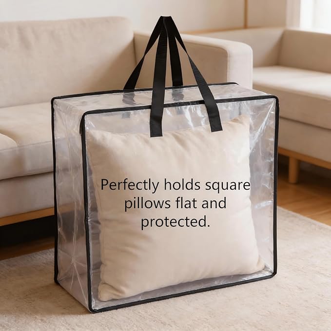 Heavy-Duty Clear Wreath Storage Bag & Sturdy Moving Box Alternative – 26 Inch Large Capacity Container with Zipper for Christmas Decorations, Seasonal Wreaths, Clothes, Bedding,Gift (4-Pack)