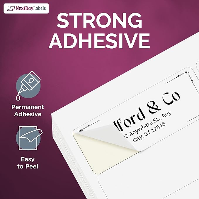 NextDayLabels 2.63x1 Inch Rectangle Stickers White Blank Labels for Laser Inkjet Printer - 30 Per Sheet Self-Adhesive Address Mailing Name Tags Made in USA - 3000 Labels
