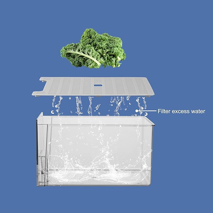 Pull Out Clear Fridge Organizer Drawers with Drainer, Refrigerator Stackable Storage Bins for Kitchen Fruit & Veggie Organization (2PCS, Large)