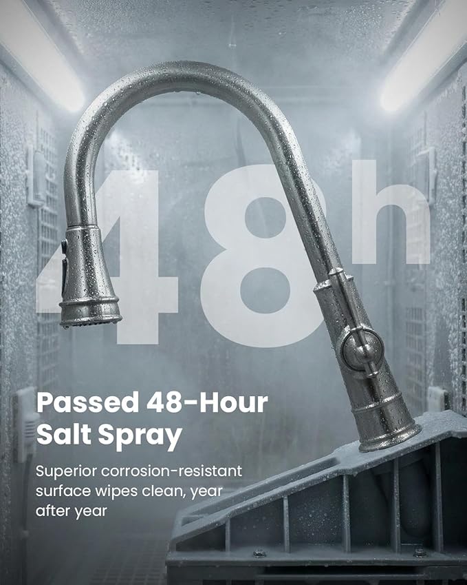 APPASO Pull Down Kitchen Faucet with Sprayer, Stainless Steel Single Handle High Arc Single Hole Pull Out Kitchen Sink Faucets Brushed Nickel, cUPC-Certified Pull-Out Hose, Water Supplies & Valve