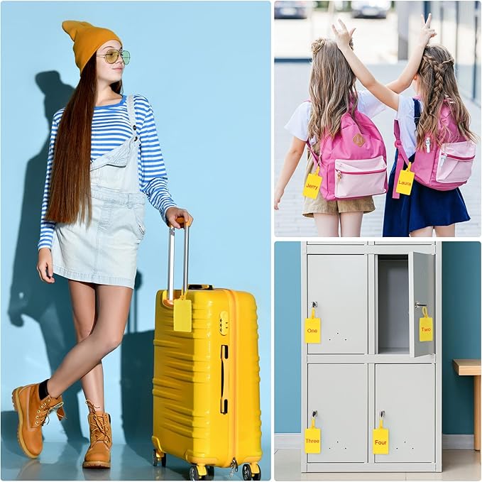 Chunful 500 Pcs Blank Plastic Tags Shipping Tags 3.94"x 2.36" Waterproof Sealing Shipping Labels Bulk Writable Hanging Tag Ties Sealing Strap Reusable Mark Labels for Keys Luggage Logistic(Yellow)