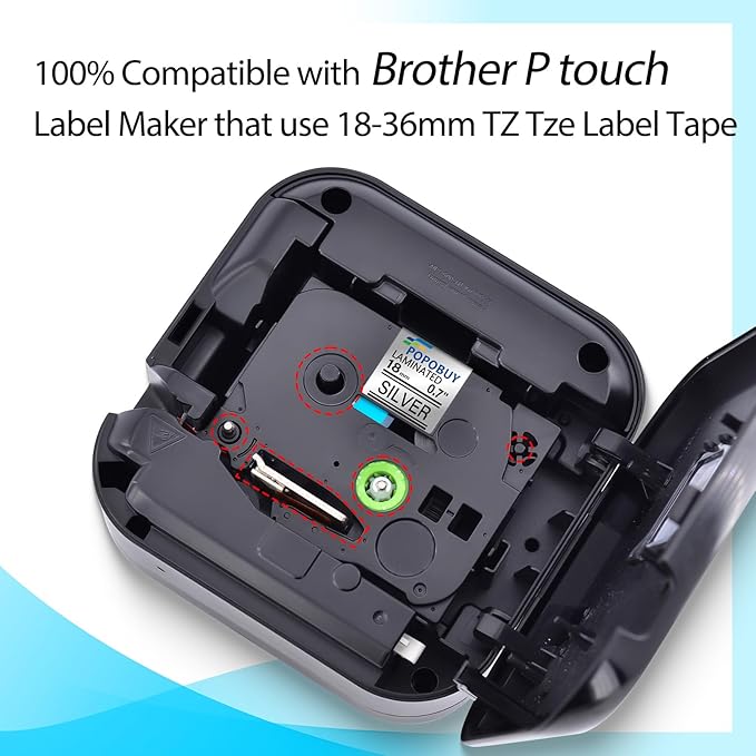 18mm 0.7 Laminated Sliver Tape Compatible for Brother P-Touch TZ941 TZ-941 TZe-941 TZe941 3/4 inch Black on Sliver Label Tape for PT-D410 PT-D400 PT-D610BT PT-D600 Label Maker, 5 Pack