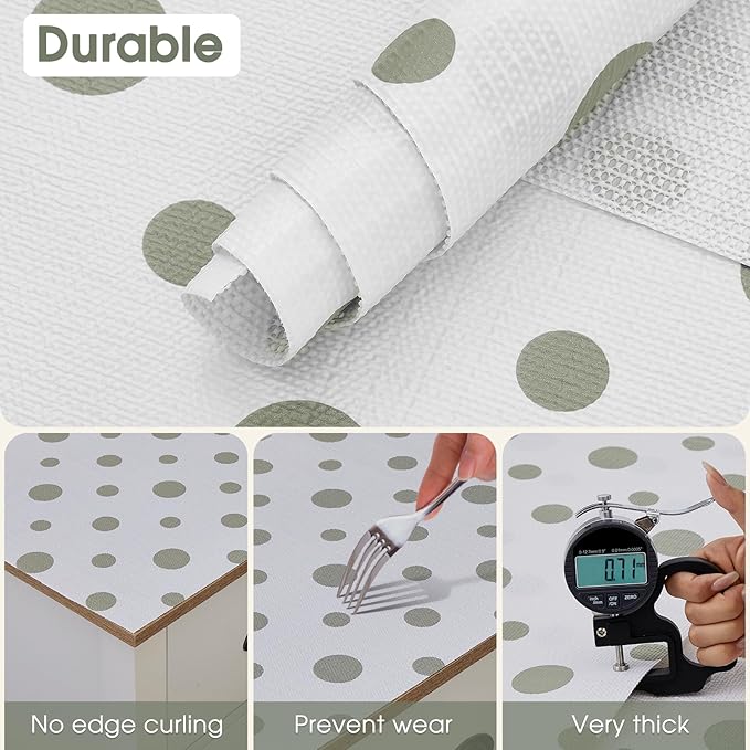 Beautysaid Shelf and Drawer Liner for Kitchen Cabinet, Non Adhesive Non Slip Shelf Paper Waterproof Washable Thickened for Dresser Pantry Shelve Bathroom Protector Liner(Polka Dot,12 in x 20 FT)