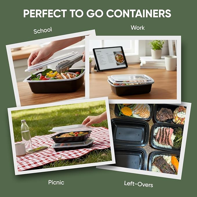 16 oz 50 Pack Meal Prep Containers BPA Free Leakproof Stackable Food Storage Containers with Lids, Microwave & Dishwasher Freezer Safe Reusable To Go Containers Bento Box Style Take Out Clear Plastic