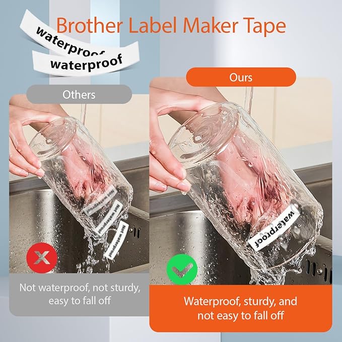 6-Pack Label Maker Tape Replacement 12mm 0.47 White Laminated for P Touch, Compatible with PTouch TZ-TZe 1/2" Black & Color TZE231 for PT-D220 D210 H110 D200 D400 D610BT Refills (Black on Colorful)