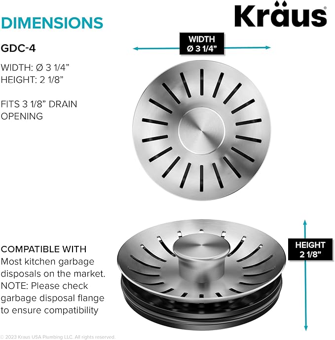 KRAUS Universal Kitchen Sink Strainer/Stopper for Garbage Disposals, GDC-4
