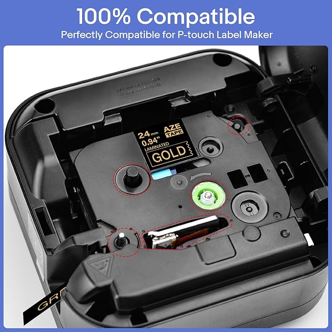 GREENCYCLE 3 Pack Compatible for Brother P-Touch Label Maker Tape TZe-354 TZ-354 24mm 0.94 Laminated Gold on Black TZe354 TZ354 TZe TZ Label Tape for PT-D600 D610BT P700 P750W