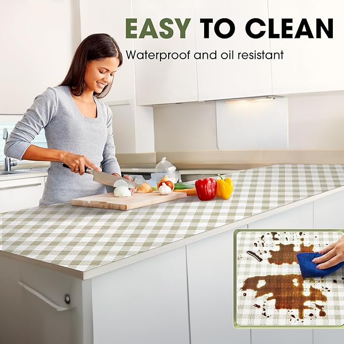 Beautysaid Shelf and Drawer Liner for Kitchen Cabinet, Non Adhesive Non Slip Shelf Paper Waterproof Washable Thickened for Dresser Pantry Shelve Bathroom Protector Liner(Checkered,12 in x 30 FT)