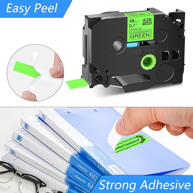 GREENCYCLE Compatible for Brother P-Touch TZ TZe Label Tape 18mm 0.7" 3/4-Inch Black on Fluorescent Orange/Yellow/Green/Matte Silver/Blue/Gold for PT-P710BT PTD400 PTD600 PT-P700 Label Maker-6 Pack