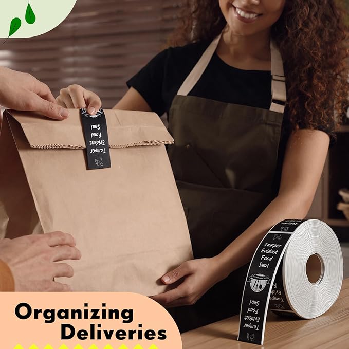 1000 Pieces Tamper Proof Stickers Safety Stickers for Food Delivery 1.5 x 6 Inches Tamper Seal Proof Tape Safe Labels Sealed for Freshness Drink Food Container Pizza Boxes(Black)