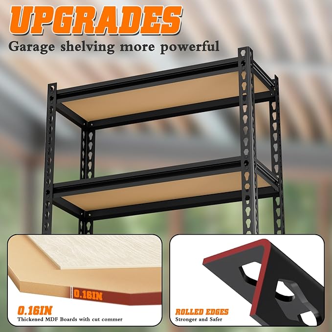 LEVELEVE 5-Tier Storage Shelving Unit, 2020 lbs Capacity, Heavy Duty Adjustable Metal Utility Shelf, 48" L x 18" W x 73" H for Garage, Kitchen, Pantry, Basement, Bathroom, Laundry, 2 Pack