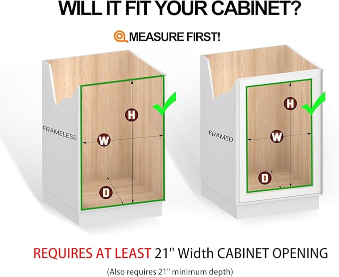 JOWBOOW Pull Out Cabinet Organizer (20" W x 21" D), Put Out Shelves for Kitchen Cabinets, Roll Out Drawers Heavy-Duty Metal Sliding Shelf, Bottom Mount