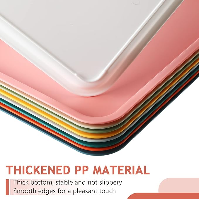 Gerrii 18 Pcs Plastic Fast Food Trays Bulk Restaurant Serving Cafeteria Grill School Lunch Trays Rectangular Serving Platter for Kitchen Hotel Restaurant(9 Colors, 15 x 10 Inch)