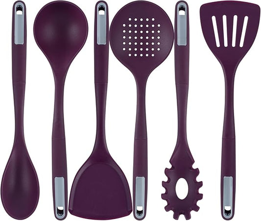 Met Lux Kitchen Utensil Sets, 10 Silicone Utensil Sets - 6 Pieces Per Set, High-Heat Tolerance, Purple Silicone Kitchen Utensils, For No-Stick Cookware - Restaurantware