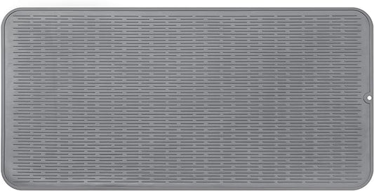 Silicone Dish Drying Mat for Multiple Usage,Easy clean,Eco-friendly,Heat-resistant Silicone Mat for Kitchen Counter or Sink,Refrigerator or Drawer Liner Grey 5XL 36inches x 18inches