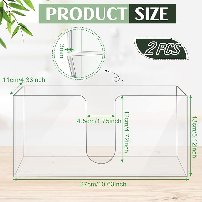 Mumufy 2 Pcs Acrylic Fold Paper Towel Dispenser Countertop Napkins Dispenser Napkin Holder Multifold Disposable Acrylic Paper Towel Holder for Z or C Fold (Clear)