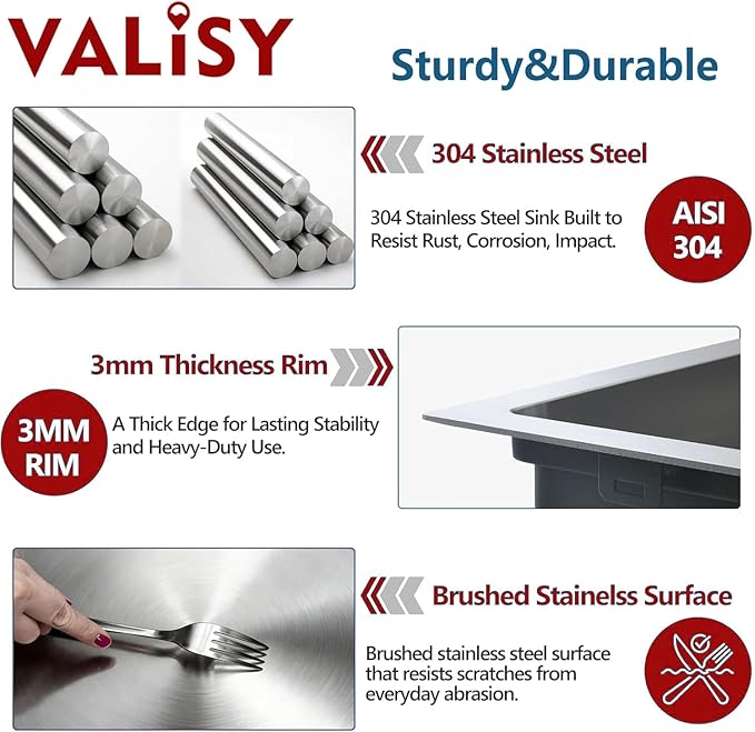 33x22 Drop in Kitchen Sink, 304 Stainless Steel Top Mount Workstation Sink, 16 Gauge Single Bowl Kitchen Sinks with Accessories for Kitchen Laundry Utility