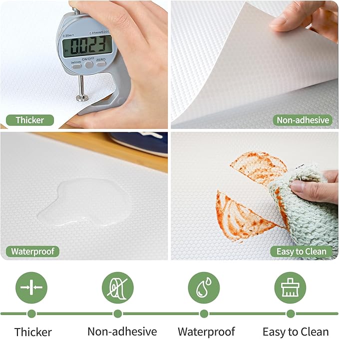Shelf Liners 17 inch x 20 ft Shelf Liners for Kitchen cabinets nonstick Shelf Lining Drawer Mats EVA Protector for Cupboard (White,17 inch x 20 ft)