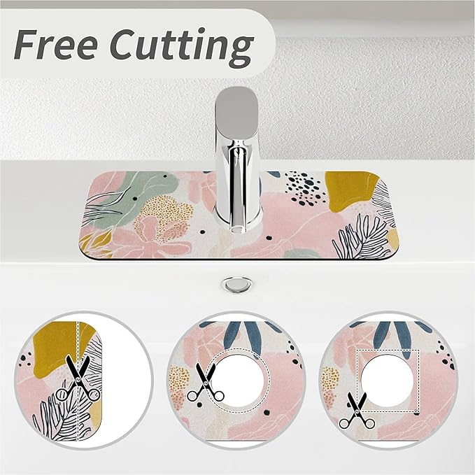 Kitchen Sink Splash Guard，Bohemian Art Faucet Mat Sink Gadgets-Super Absorbent Fast Drying Mat Drip Catcher for Kitchen, Bathroom,Sink Mat, Dish Drying Mat, Bathroom(15" X 5.5" )