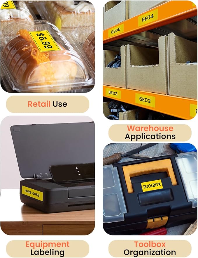 Replacement for Brother P Touch Label Tape Yellow TZe-651 TZe651 TZe TZ Tape 24mm 0.94 Laminated Black on Yellow Label Maker Tape for PT-D600 PT-D610BT PT-P700 PT-P710BT, 1 Inch x 26.2 Feet, 4-Pack