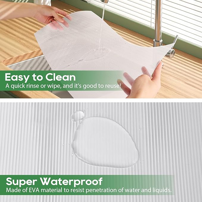 Anoak Shelf Liner Cabinet Liner, Non Adhesive Drawer Liner, Washable 20 Inch x 30 FT(360 Inch) Waterproof Durable Non-Slip Shelf Liner for Kitchen, Drawer, Refrigerator Stripe Clear