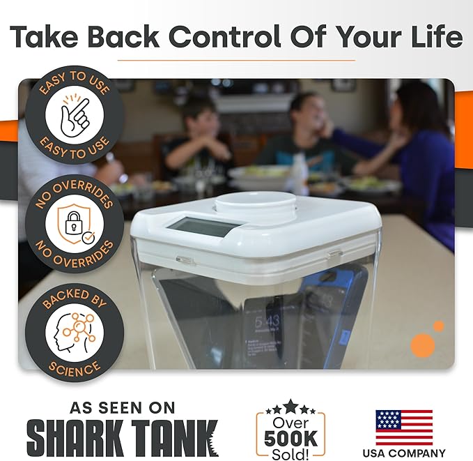 Kitchen Safe Time Lock Safe - Phone Safe Box with Timer, Timed Lock Box for Snacks & Valuables - KSafe Time Locking Container for Improved Self-Control (Mini, White Lid + 3.0” White Base)