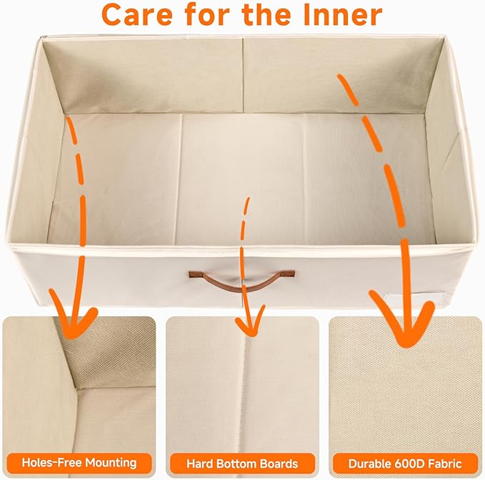 60L Large Under Bed Storage with Wheels Pack of 2, Underbed Shoe Container Bin with Clear Lid Cover, 10.5 Inches Rolling Under Bed Drawer Storage Bag Basket for Boots Quilt Sweater - White